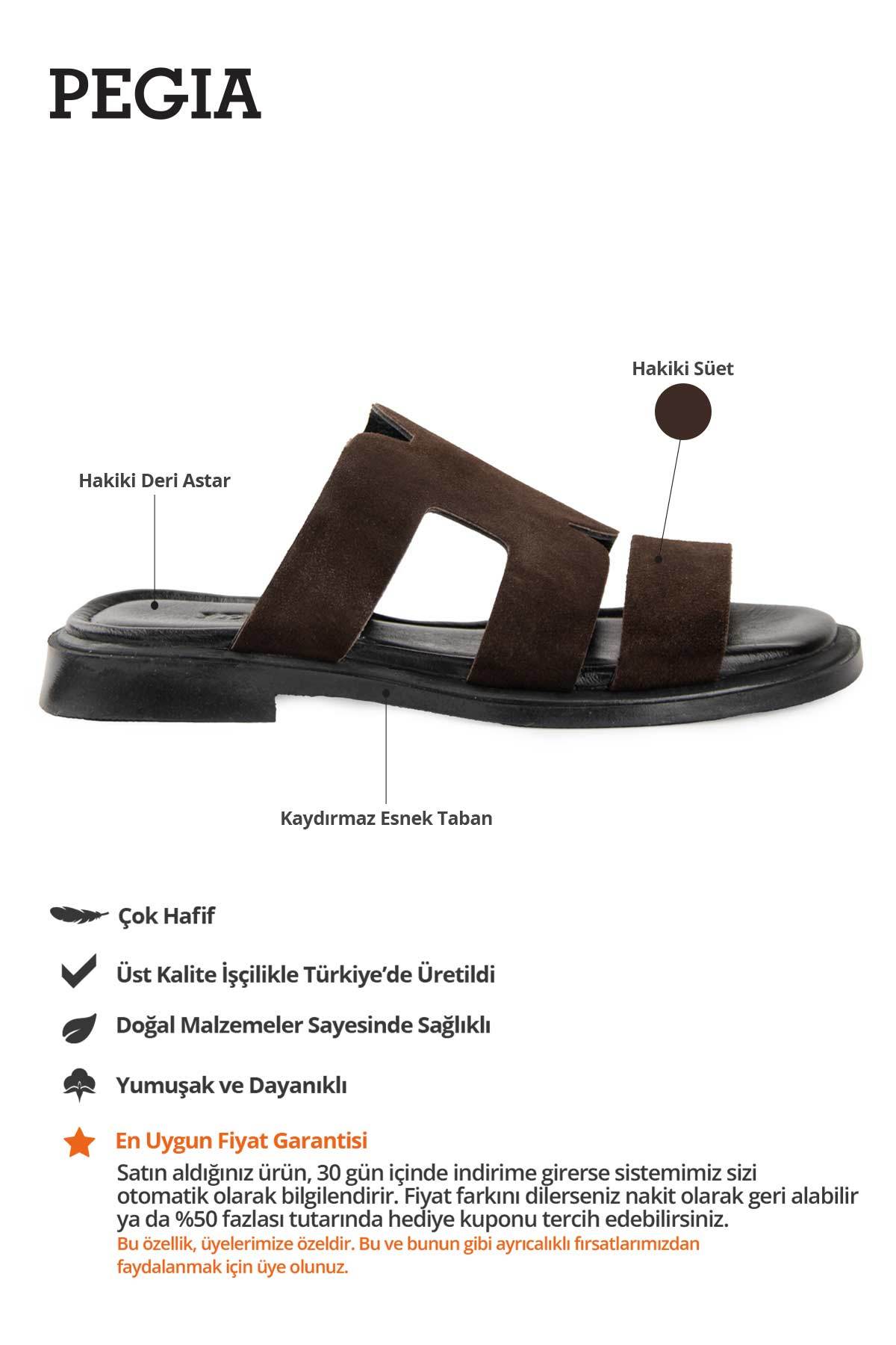 Süet Bantlı Kadın Terlik DG6084 Kahve