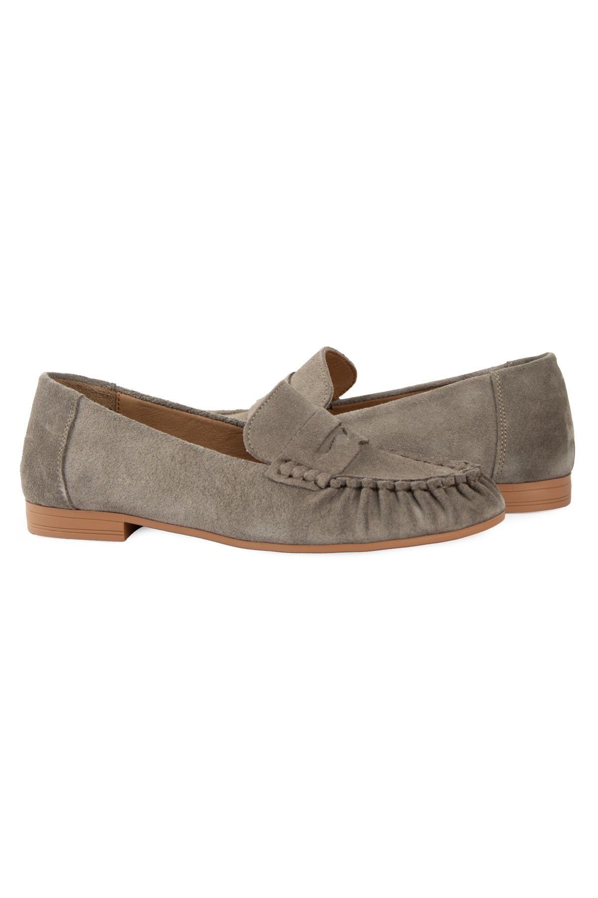 Süet Dikiş Detaylı Loafer DG6109 Vizon