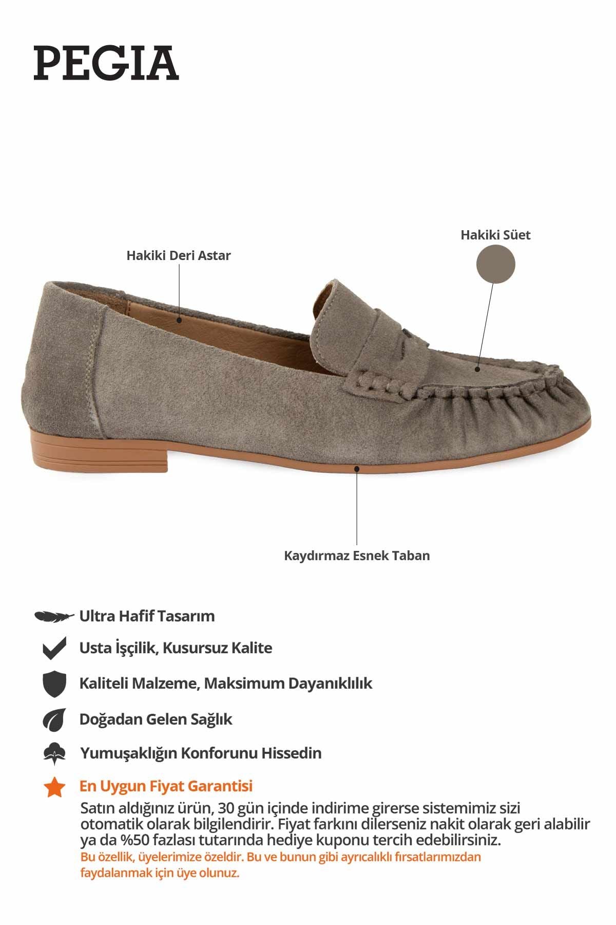 Süet Dikiş Detaylı Loafer DG6109 Vizon