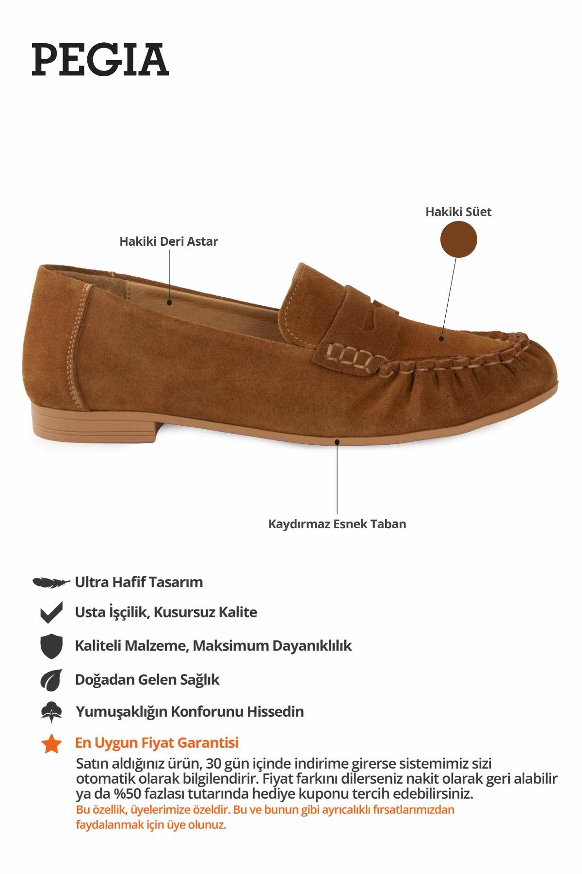 Süet Dikiş Detaylı Loafer DG6109 Taba