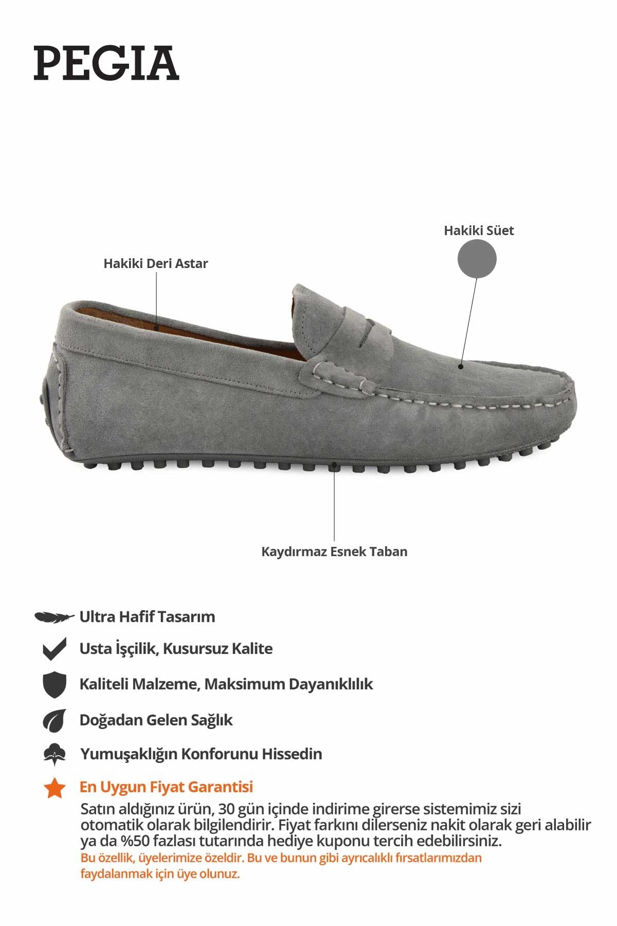 Süet Erkek Mokasen Ayakkabı 500914 Gri