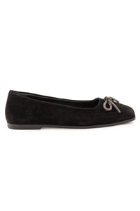 Suede bow women's ballet flats DG6030 Black