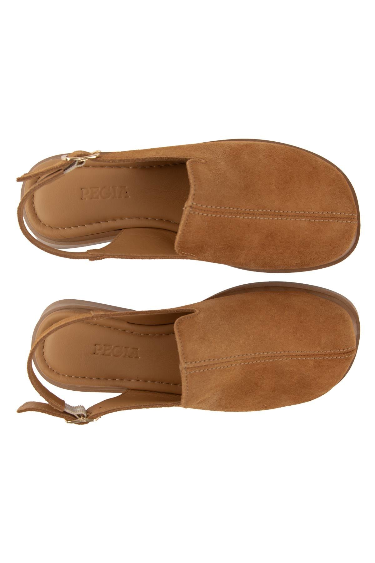 Süet Kadın Kapalı Sandalet DG6078 Taba