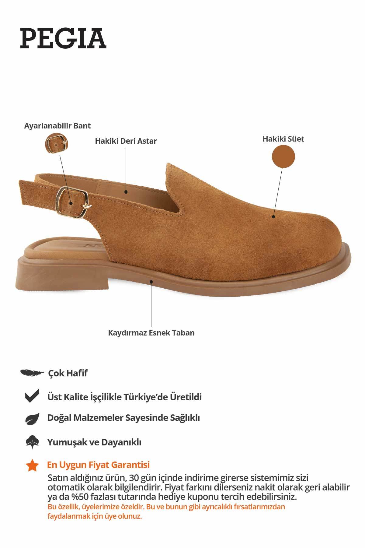 Süet Kadın Kapalı Sandalet DG6078 Taba