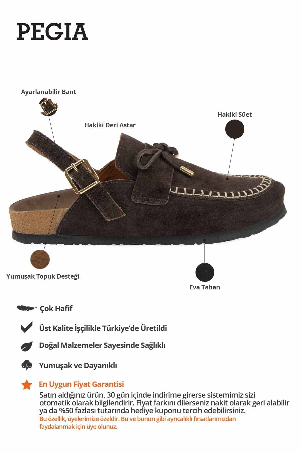 Süet Kadın Sabo Sandalet 215558 Kahve