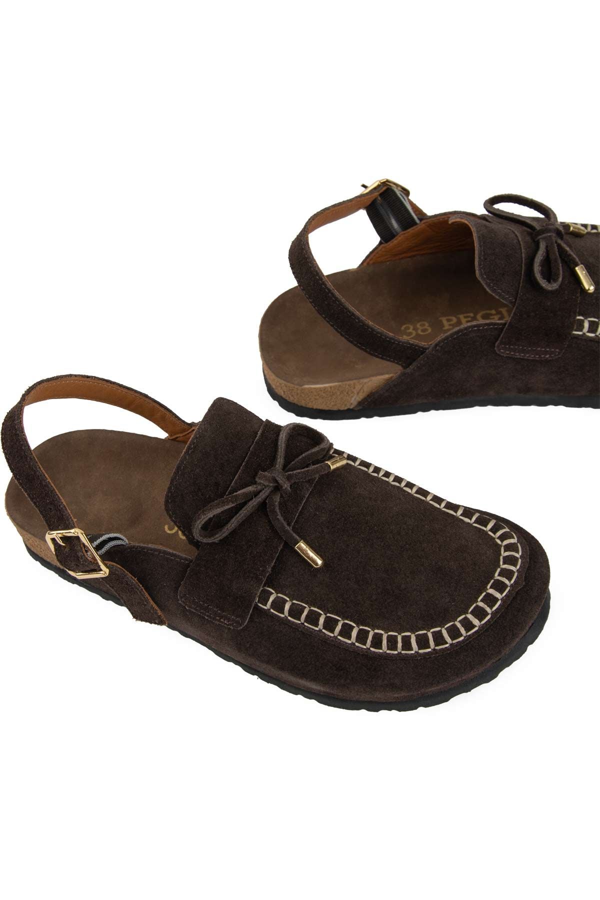 Süet Kadın Sabo Sandalet 215558 Kahve