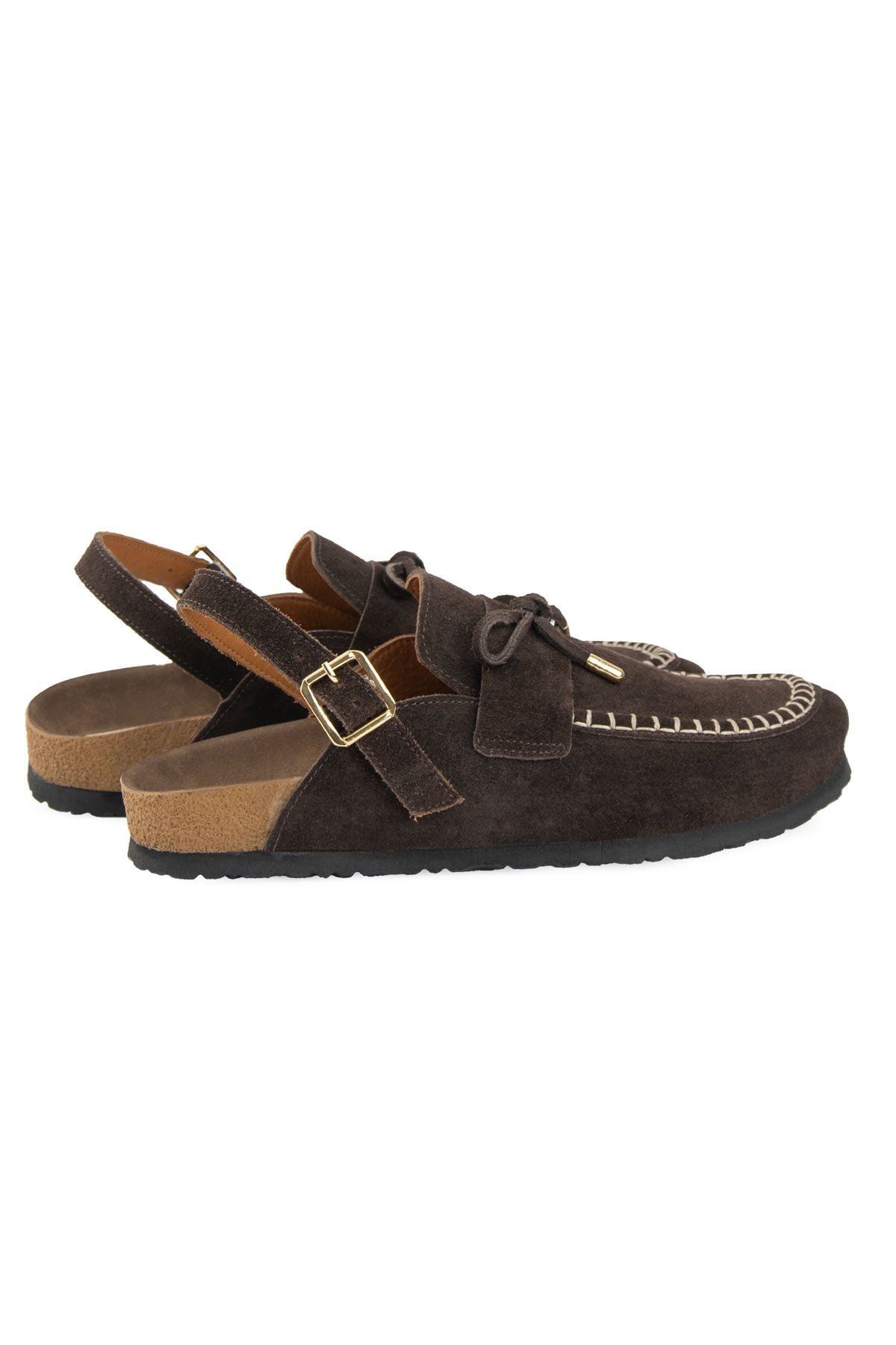 Süet Kadın Sabo Sandalet 215558 Kahve