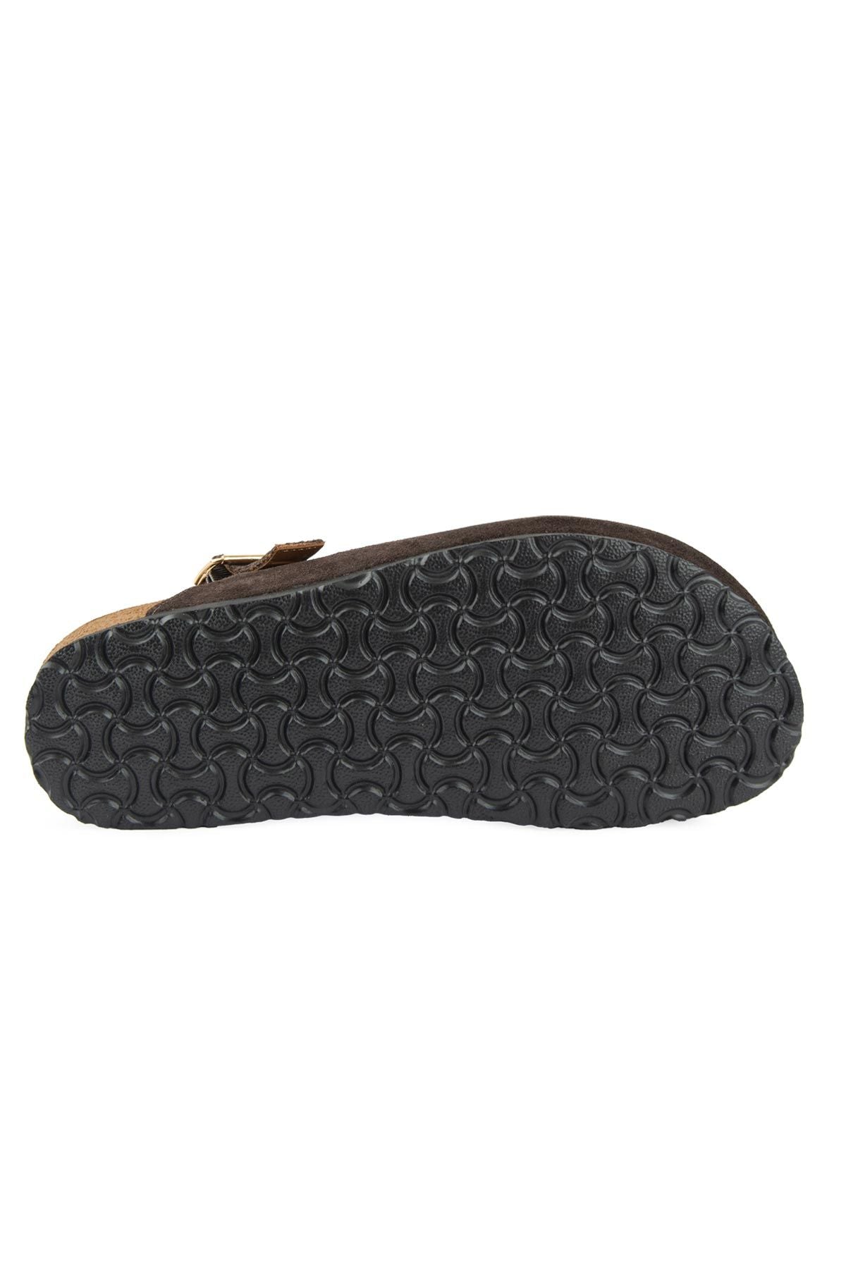 Süet Kadın Sabo Sandalet 215558 Kahve