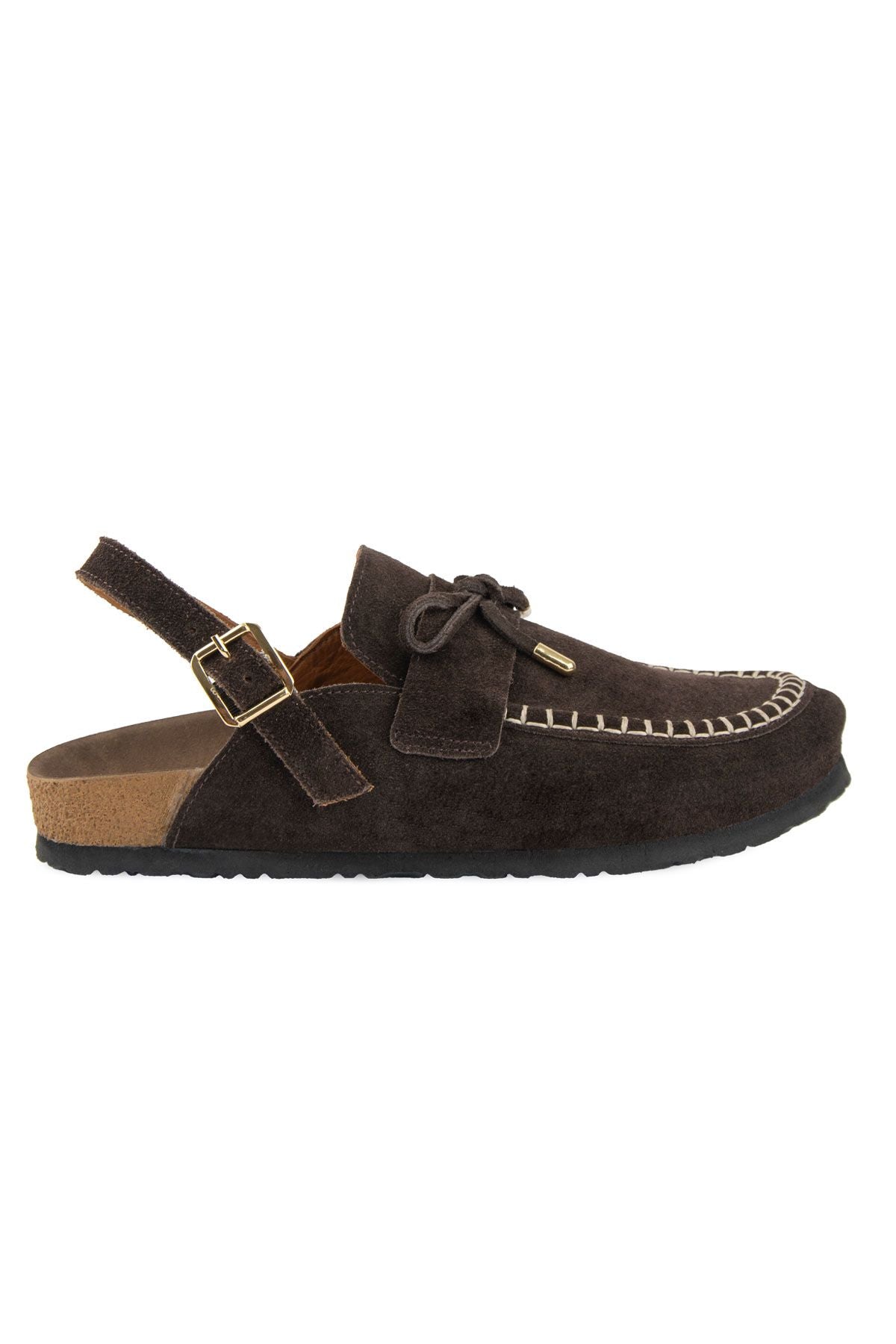Süet Kadın Sabo Sandalet 215558 Kahve