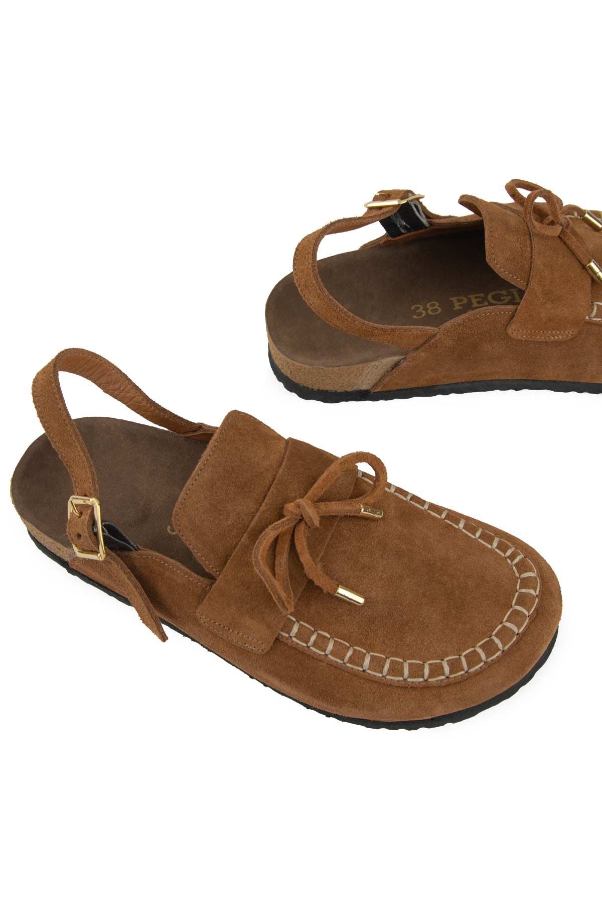 Süet Kadın Sabo Sandalet 215558 Taba