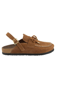 Women's Suede Clog Sandals 215558 Tobacco