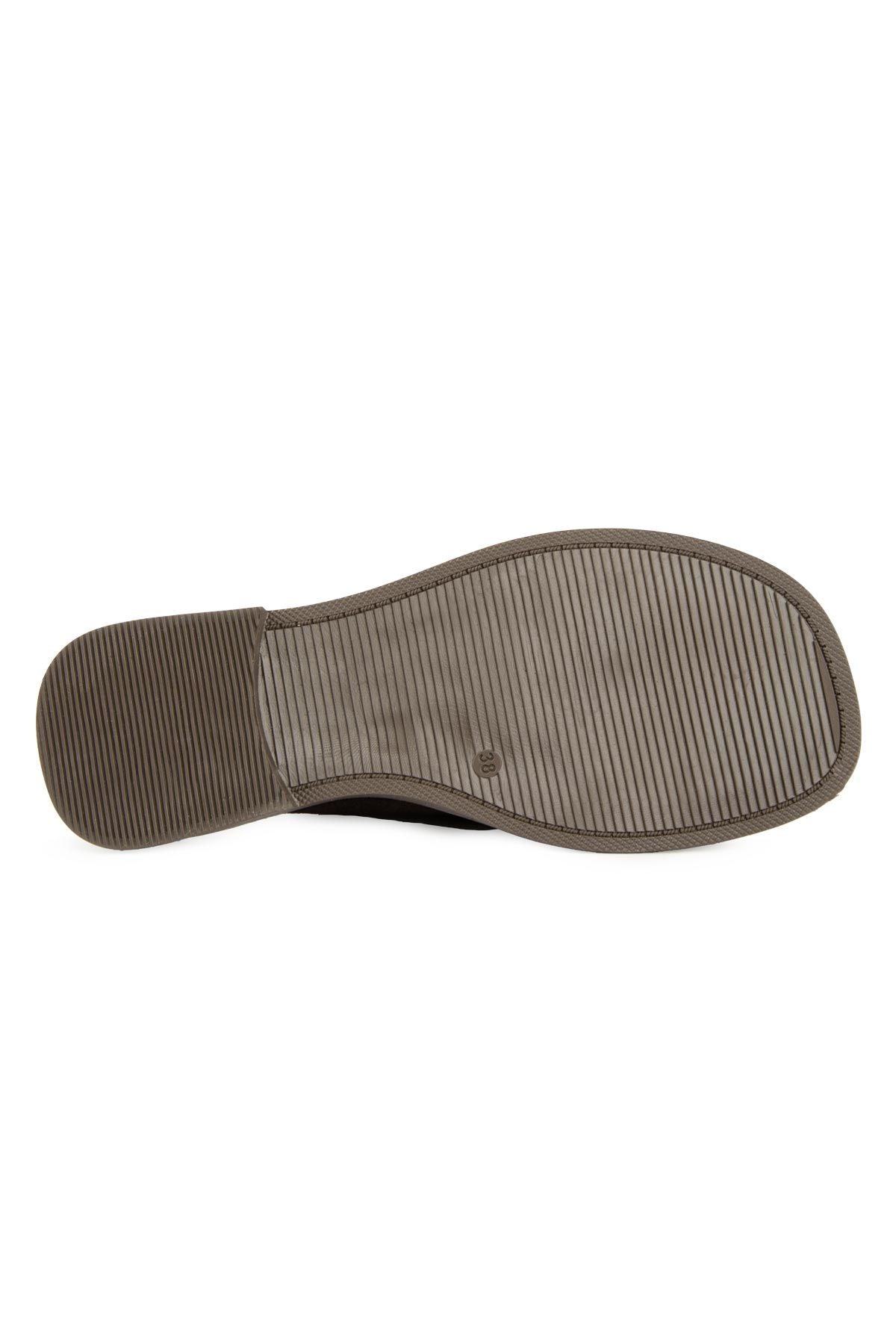 Süet Kadın Sandalet DG6080 Kahve