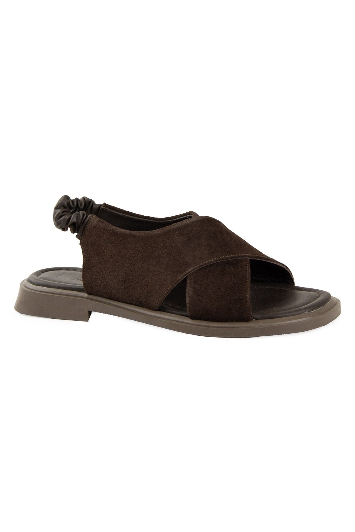 Süet Kadın Sandalet DG6080 Kahve