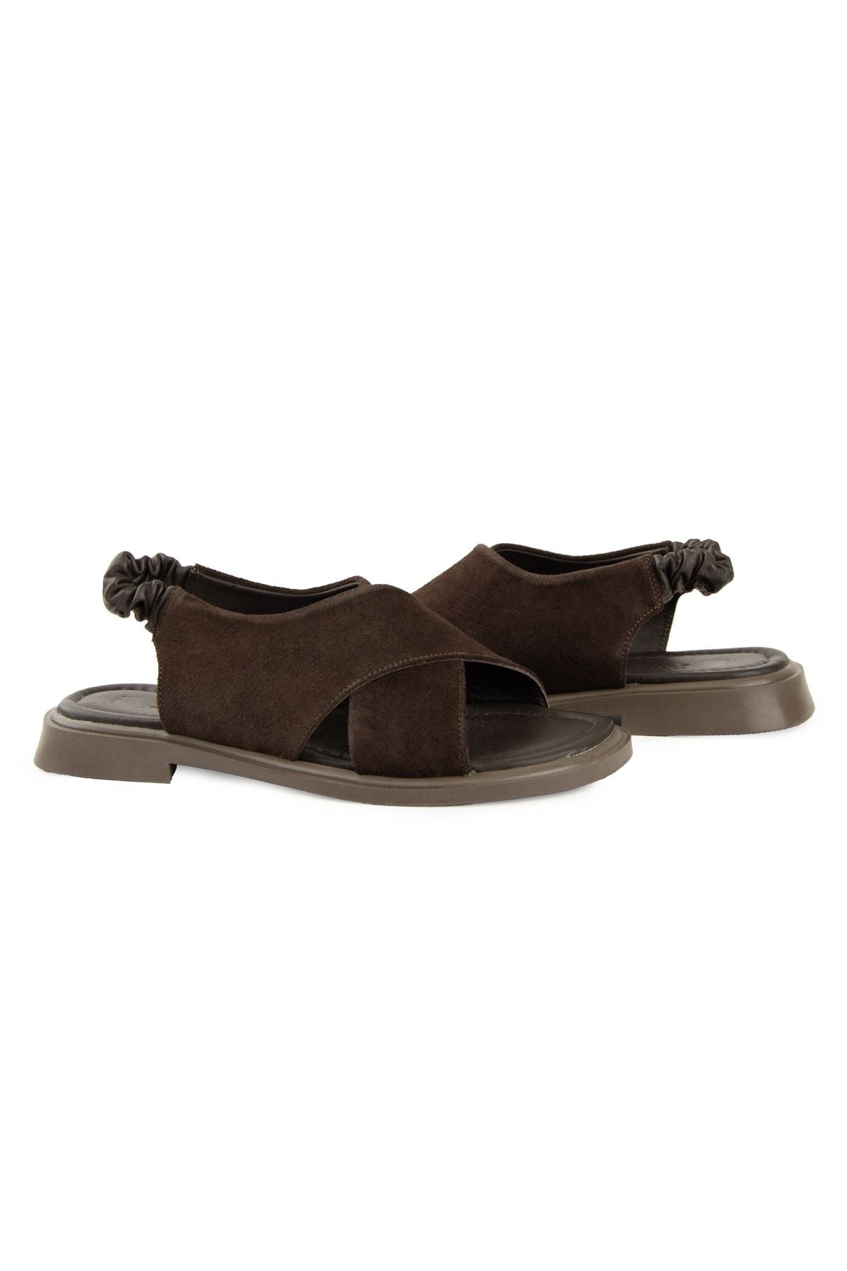 Süet Kadın Sandalet DG6080 Kahve