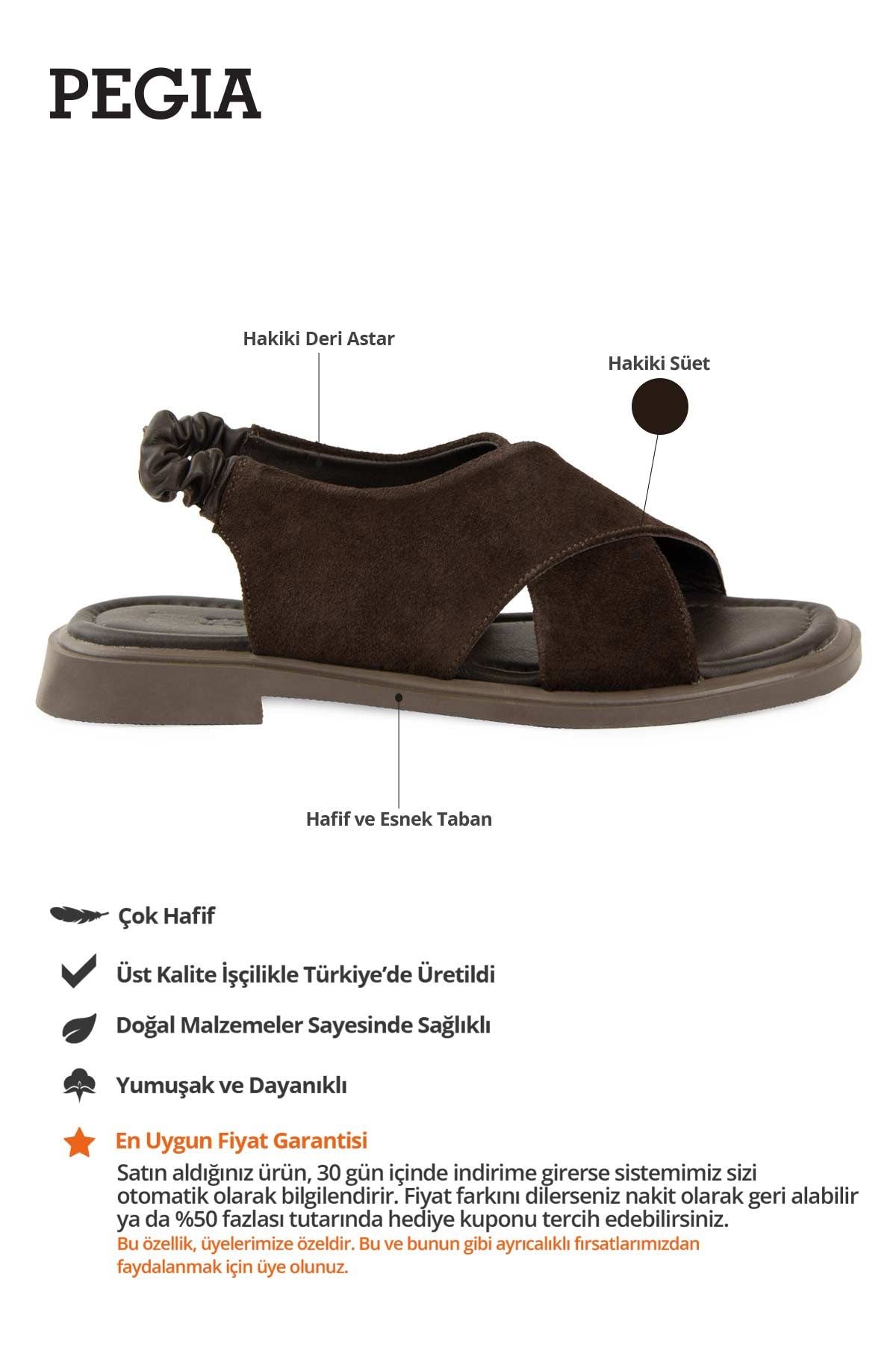 Süet Kadın Sandalet DG6080 Kahve
