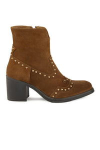 Suede Women's Heeled Boots DG6074 Tobacco