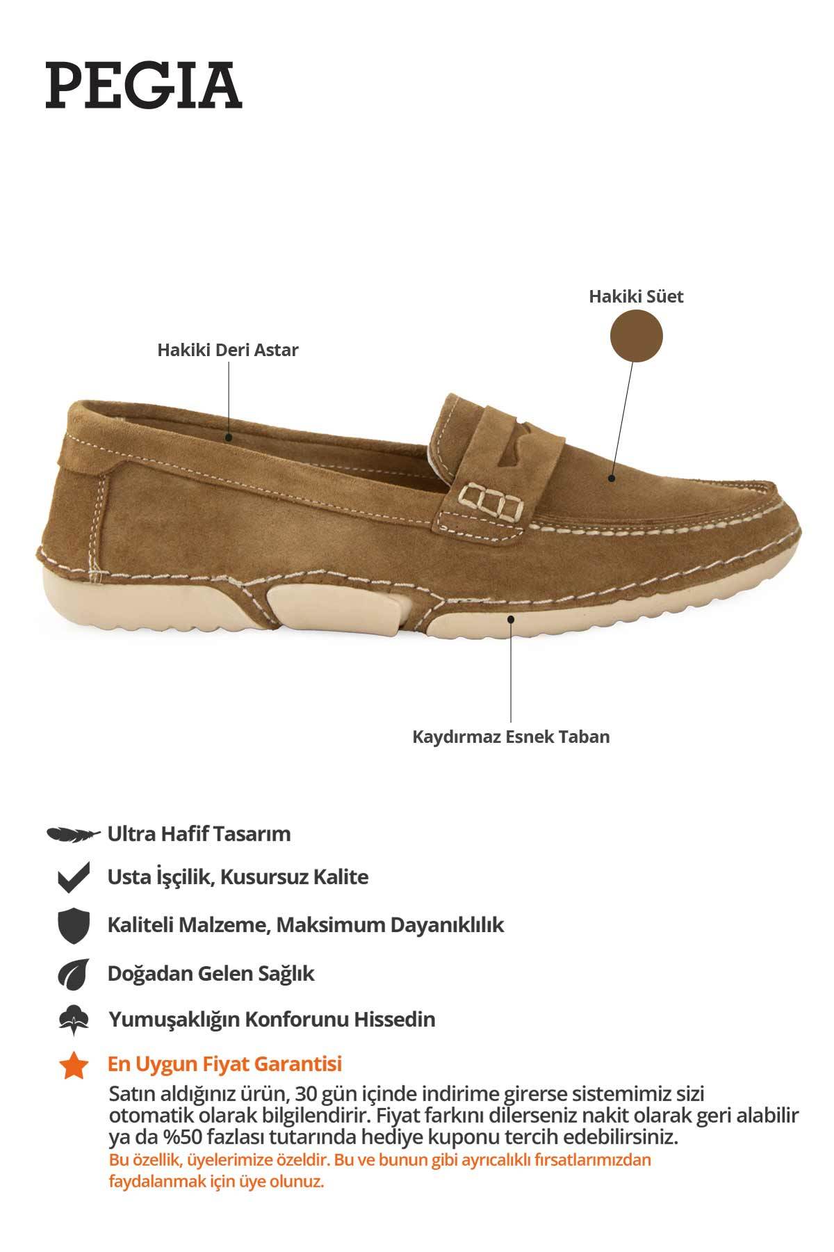 Süet Klasik Kadın Loafer DG6107 Taba