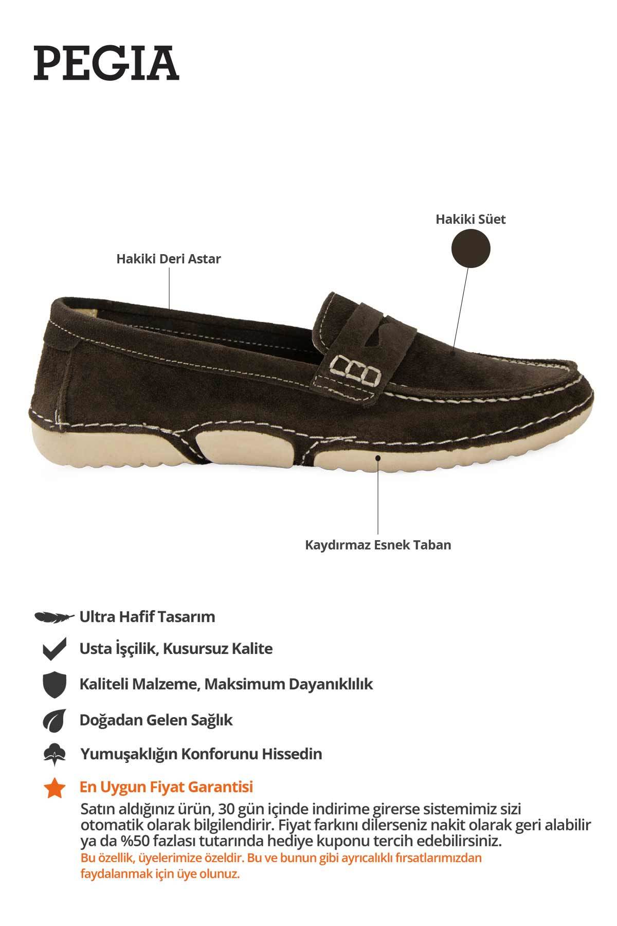 Süet Klasik Kadın Loafer DG6107 Kahve