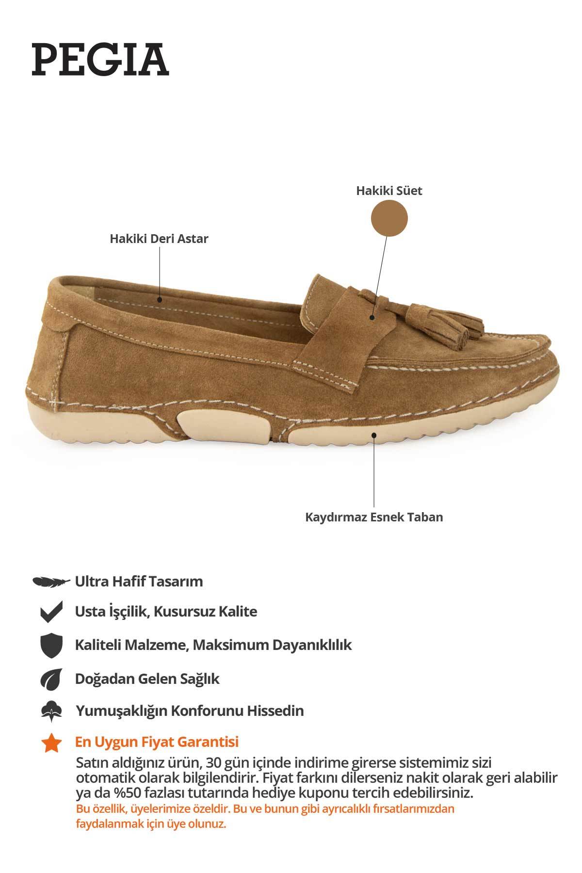 Süet Püskül Detaylı Loafer DG6106 Taba