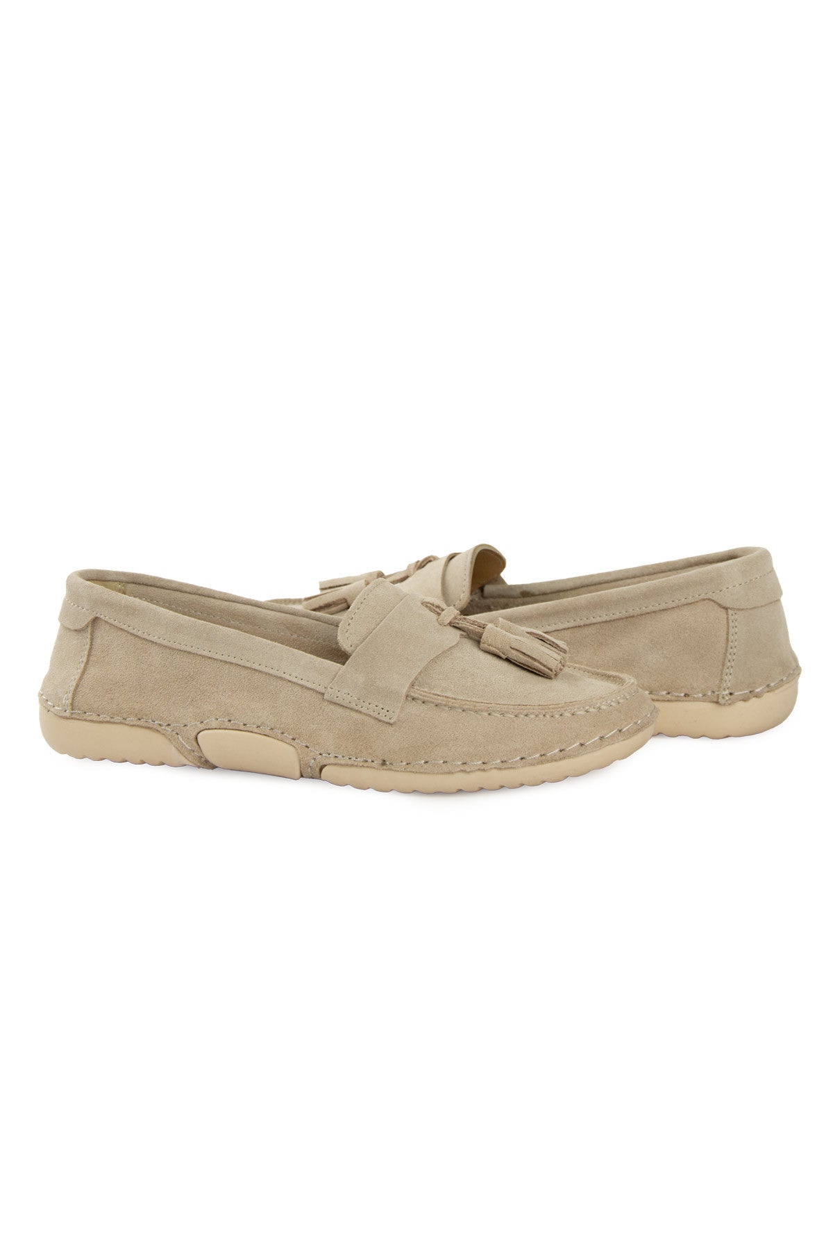 Süet Püskül Detaylı Loafer DG6106 Bej