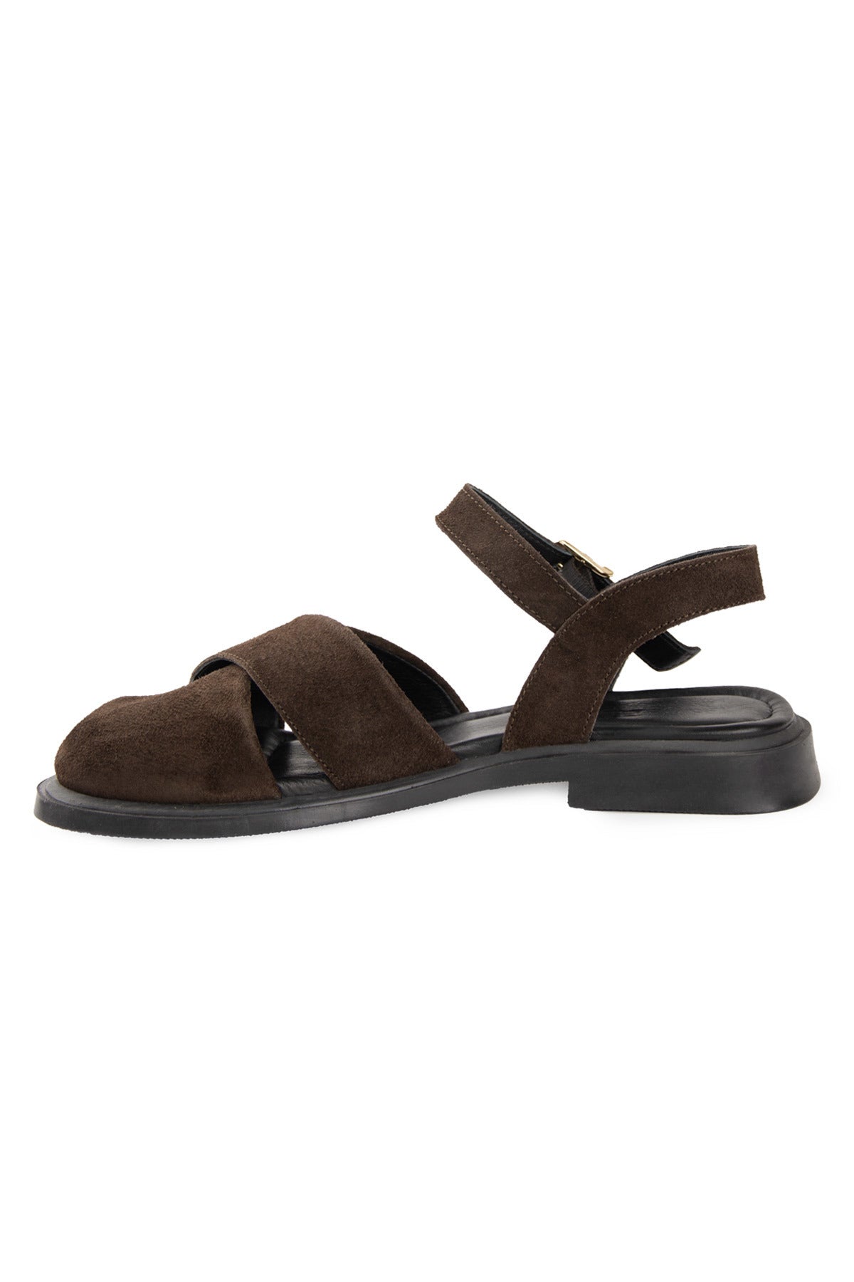 Süet Tokalı Kadın Sandalet DG6082 Kahve