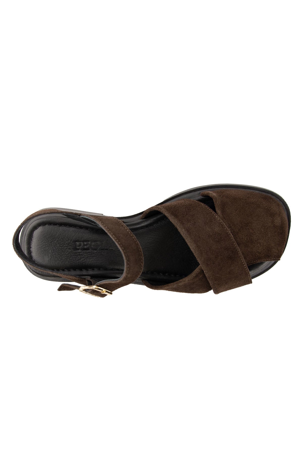 Süet Tokalı Kadın Sandalet DG6082 Kahve