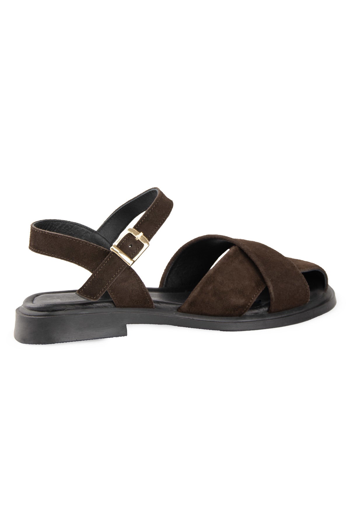 Süet Tokalı Kadın Sandalet DG6082 Kahve