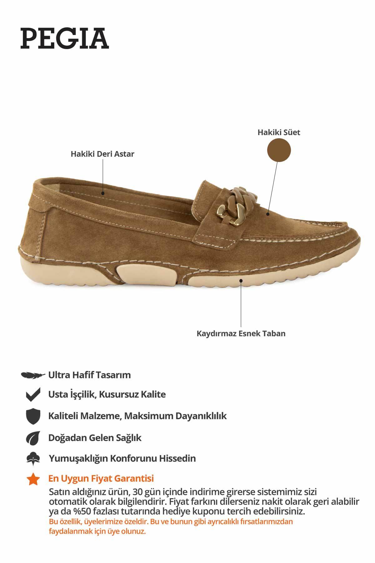 Süet Zincir Detaylı Loafer DG6105 Taba