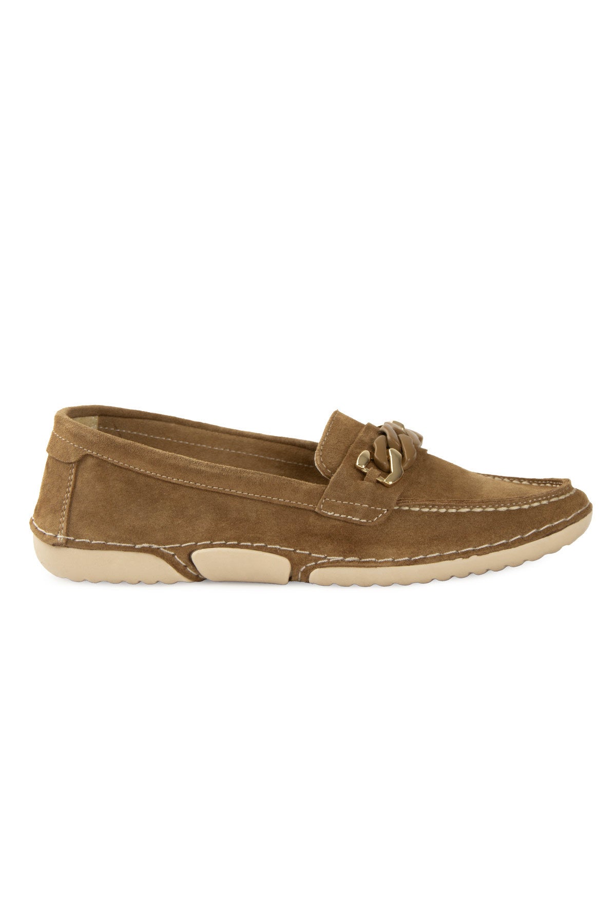 Süet Zincir Detaylı Loafer DG6105 Taba