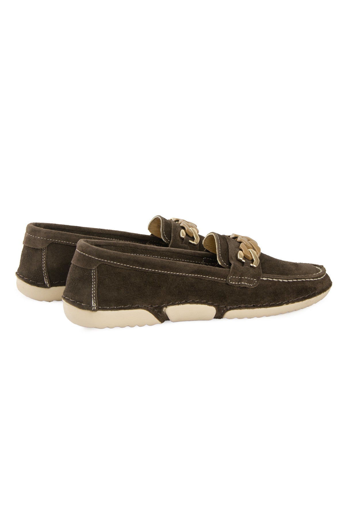 Süet Zincir Detaylı Loafer DG6105 Kahve