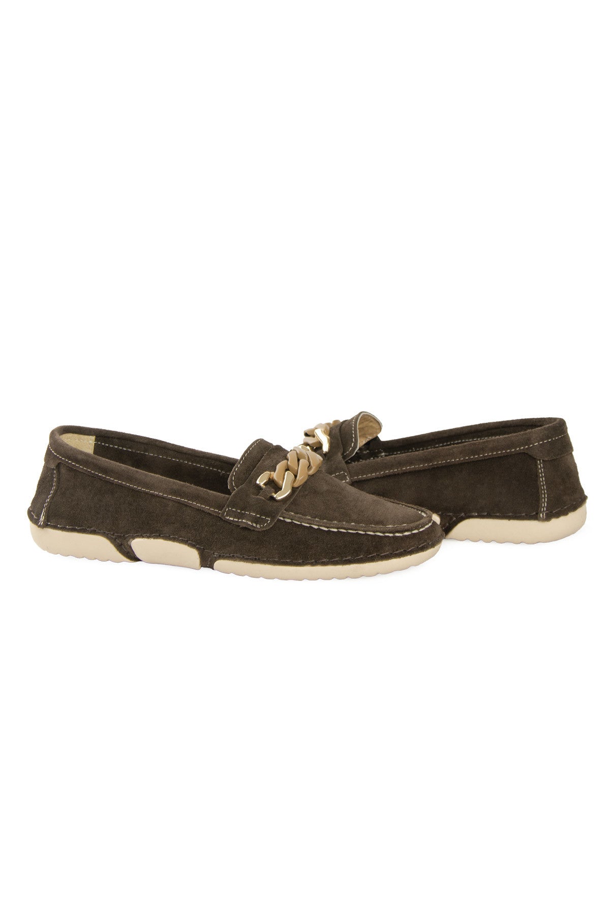 Süet Zincir Detaylı Loafer DG6105 Kahve