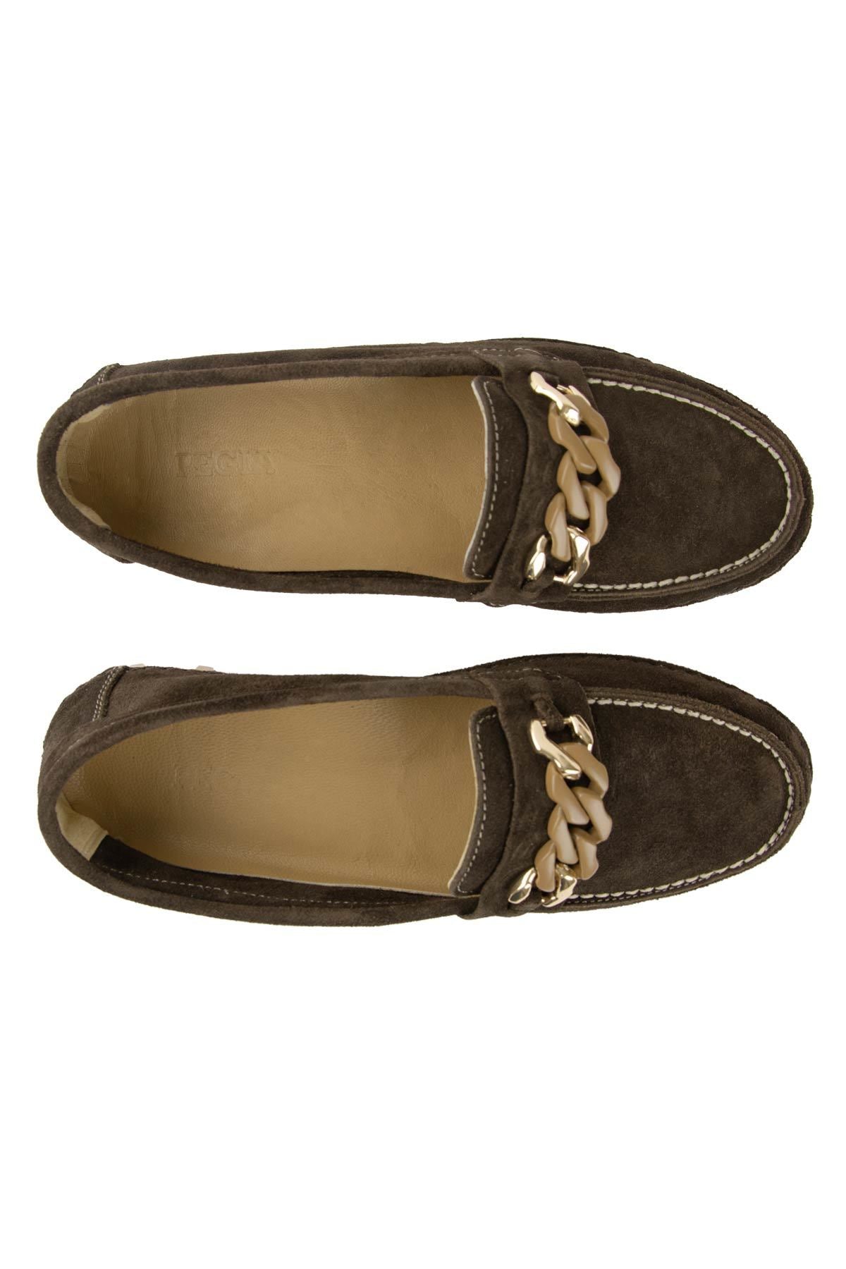 Süet Zincir Detaylı Loafer DG6105 Kahve