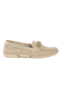 Suede Chain-Detail Loafers DG6105 Beige