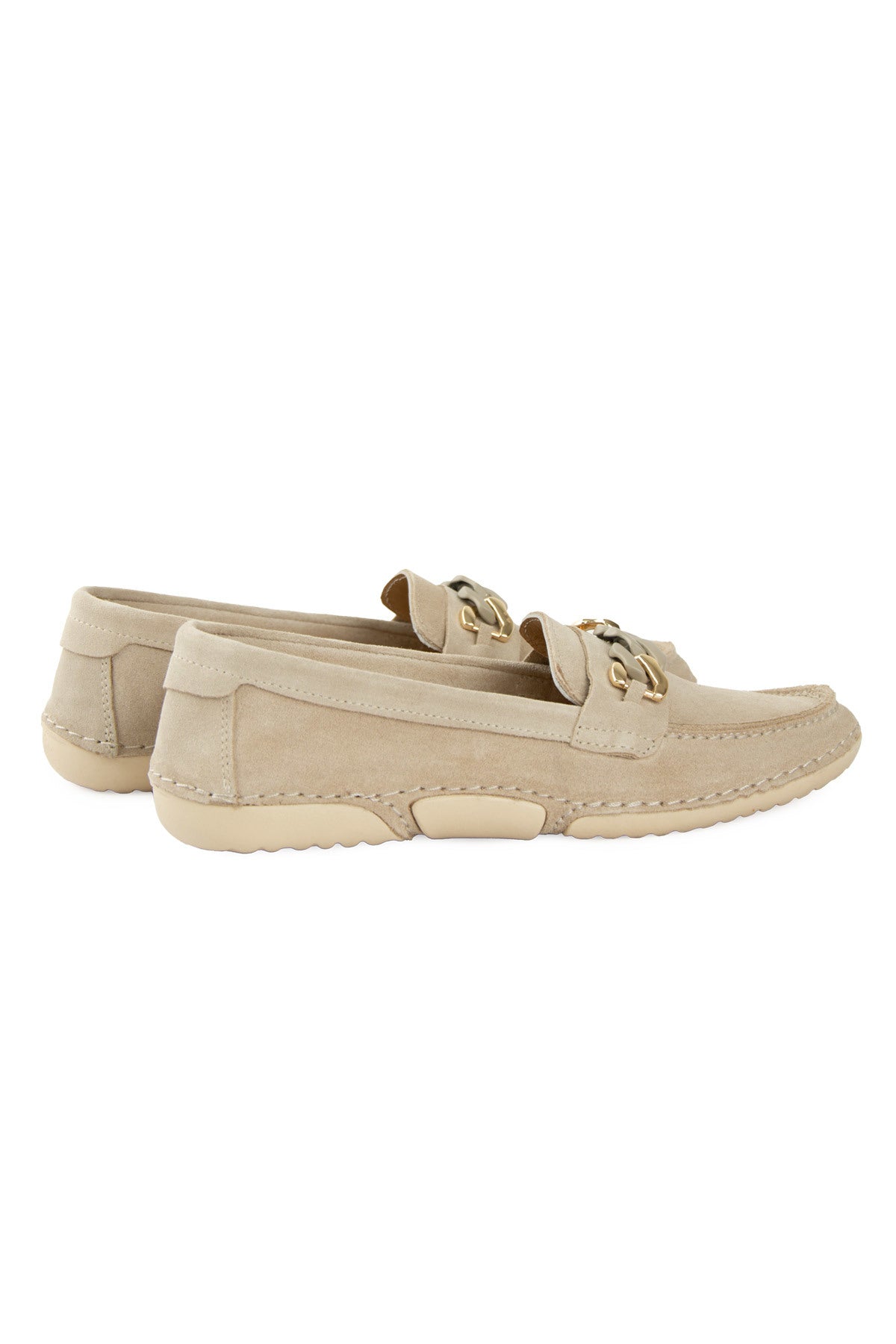 Süet Zincir Detaylı Loafer DG6105 Bej