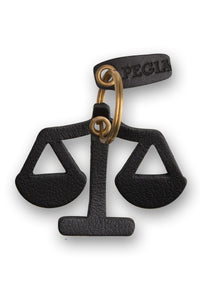 Libra Zodiac Sign Leather Keychain 25AN75 Black