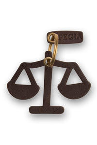 Libra Zodiac Sign Leather Keychain 25AN75 Brown
