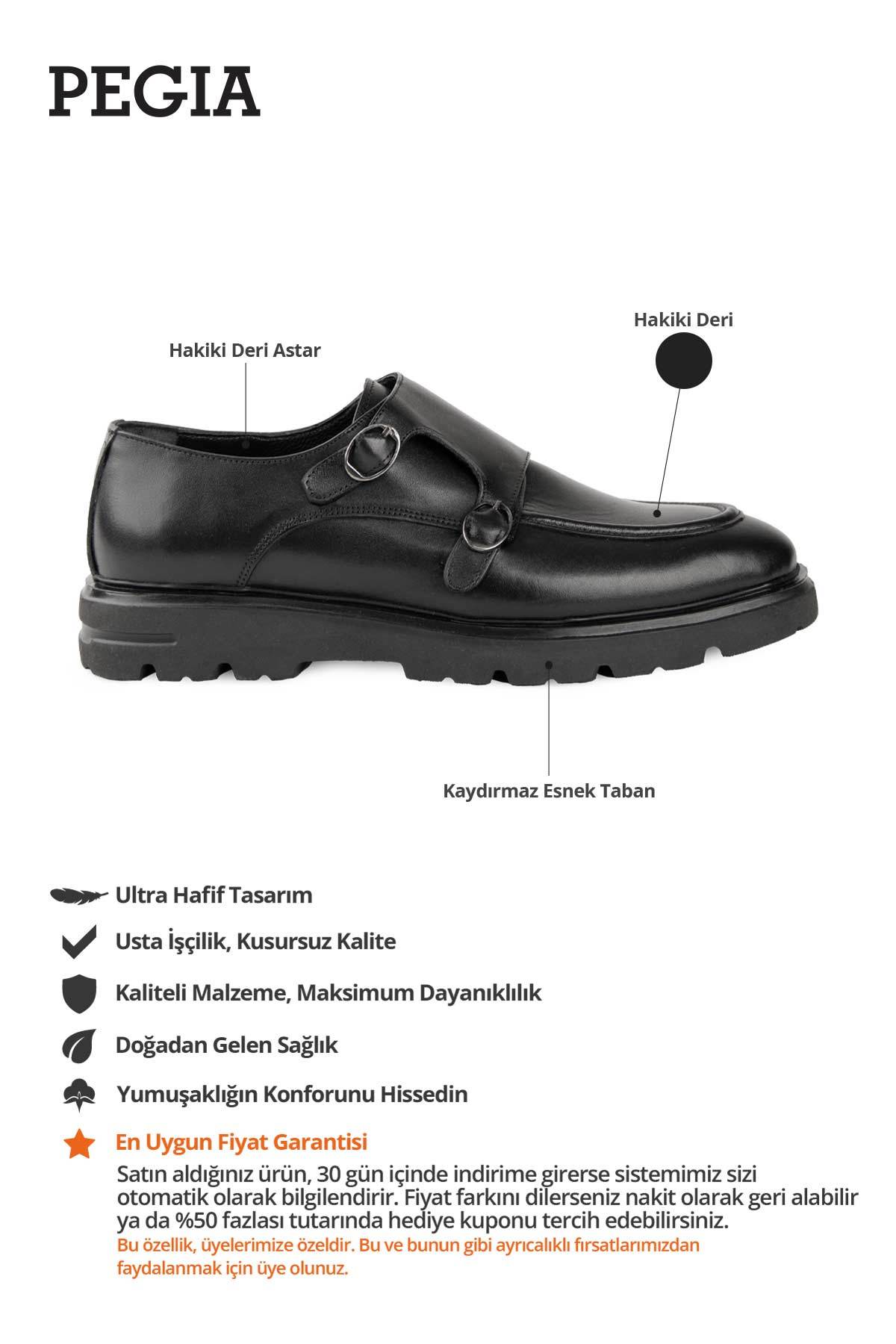 Tokalı Deri Erkek Ayakkabı DG5037 Siyah
