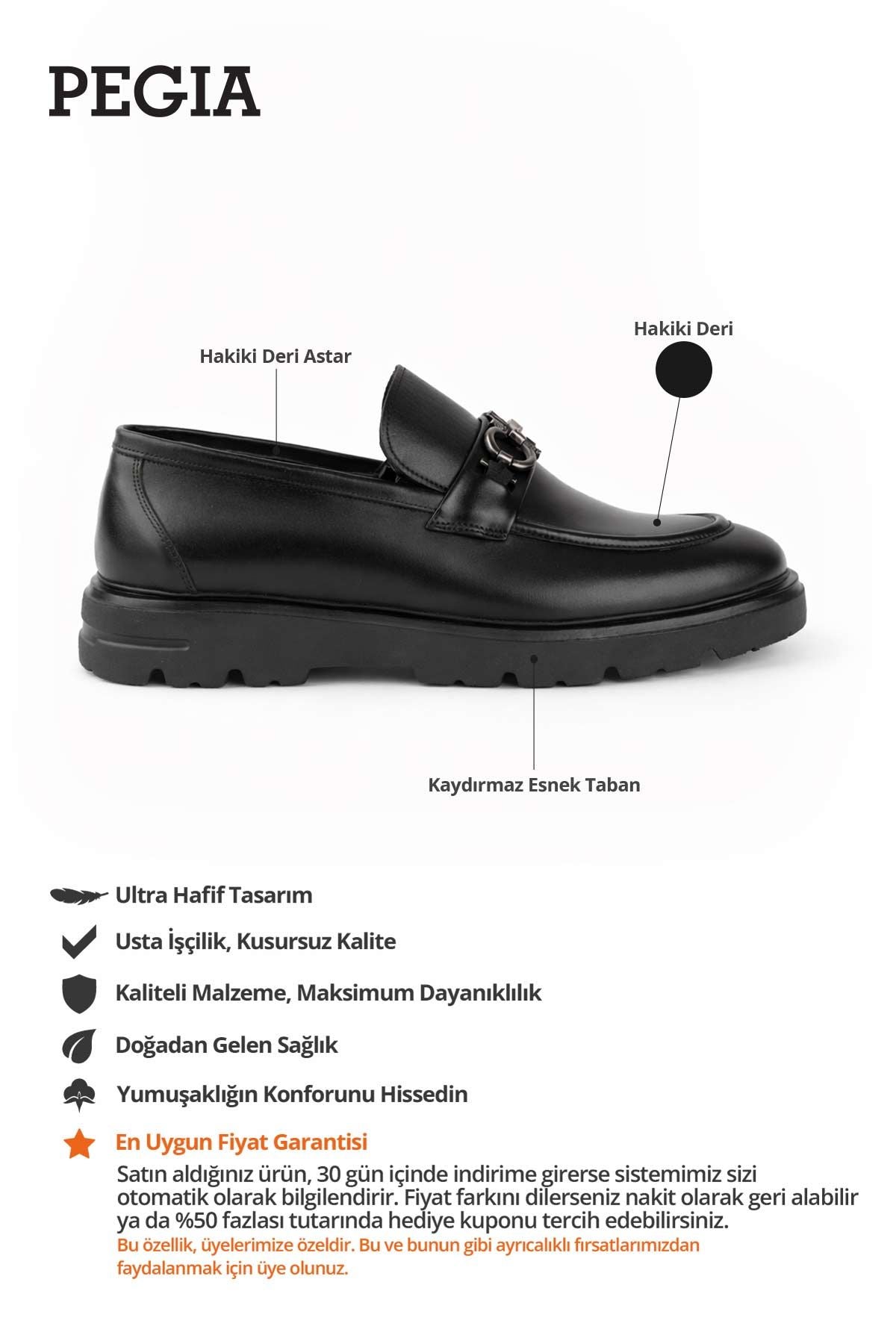 Tokalı Deri Erkek Ayakkabı DG5038 Siyah