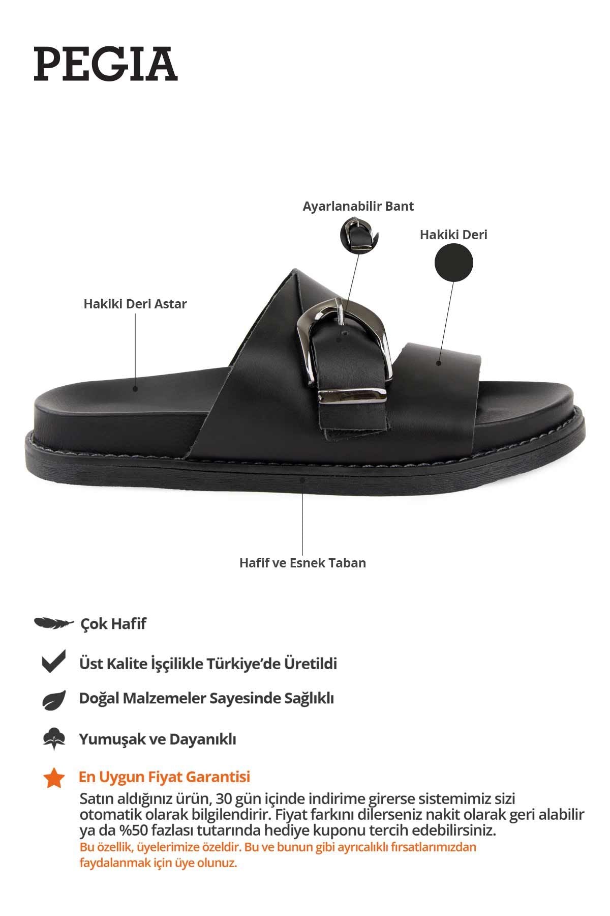 Tokalı Deri Kadın Terlik 215564 Siyah