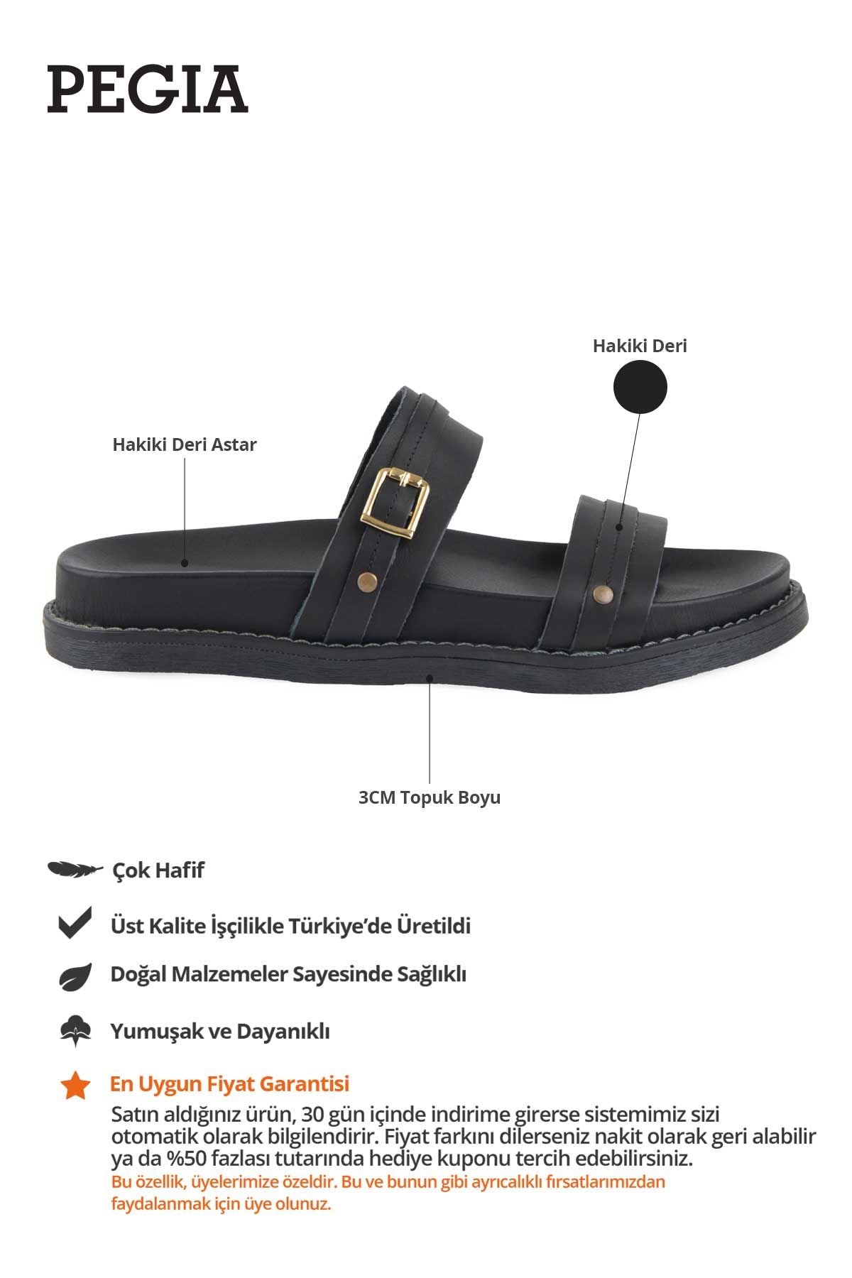 Tokalı Deri Kadın Terlik 215565 Siyah