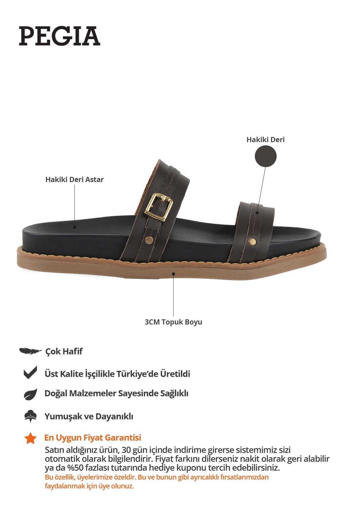 Tokalı Deri Kadın Terlik 215565 Kahve