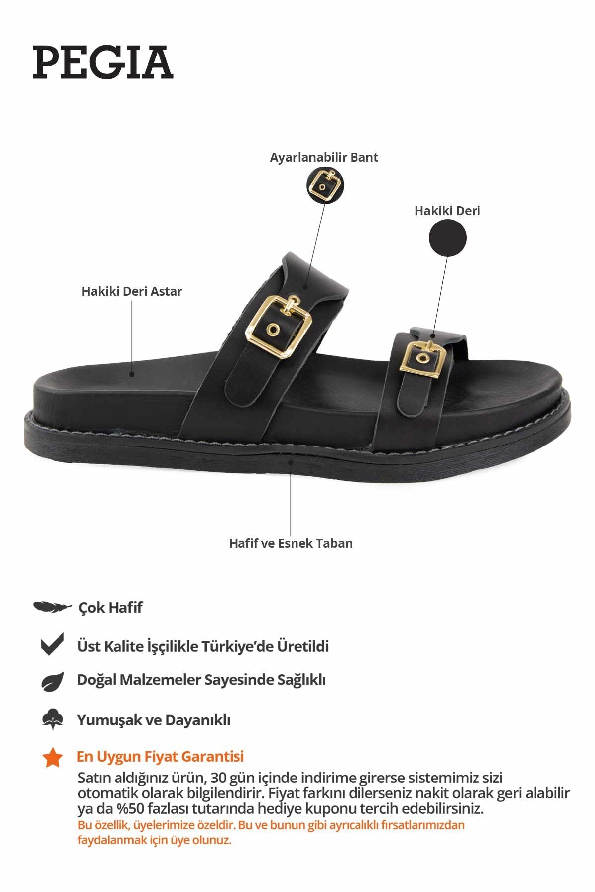 Tokalı Deri Kadın Terlik 215566 Siyah