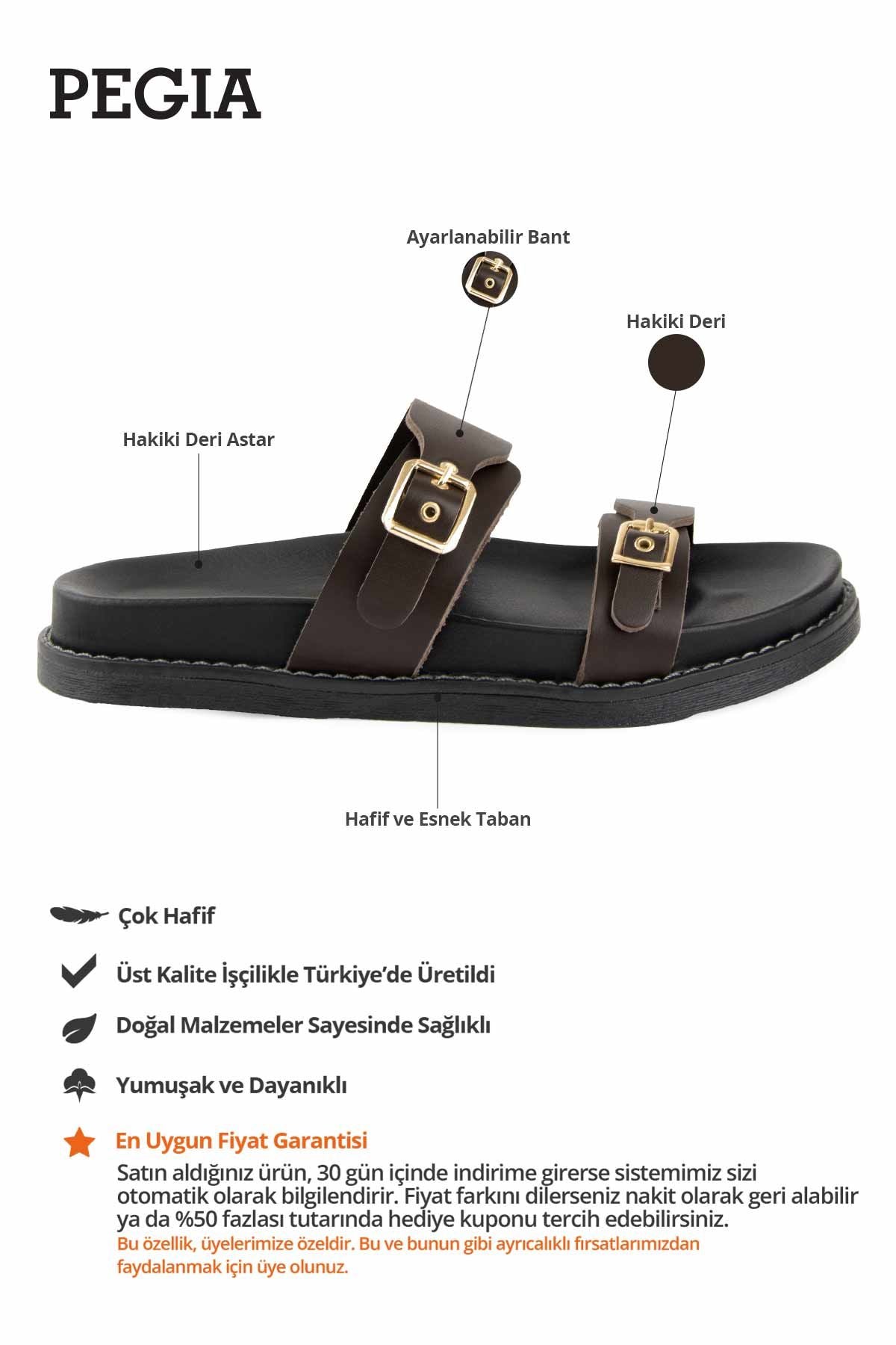 Tokalı Deri Kadın Terlik 215566 Kahve