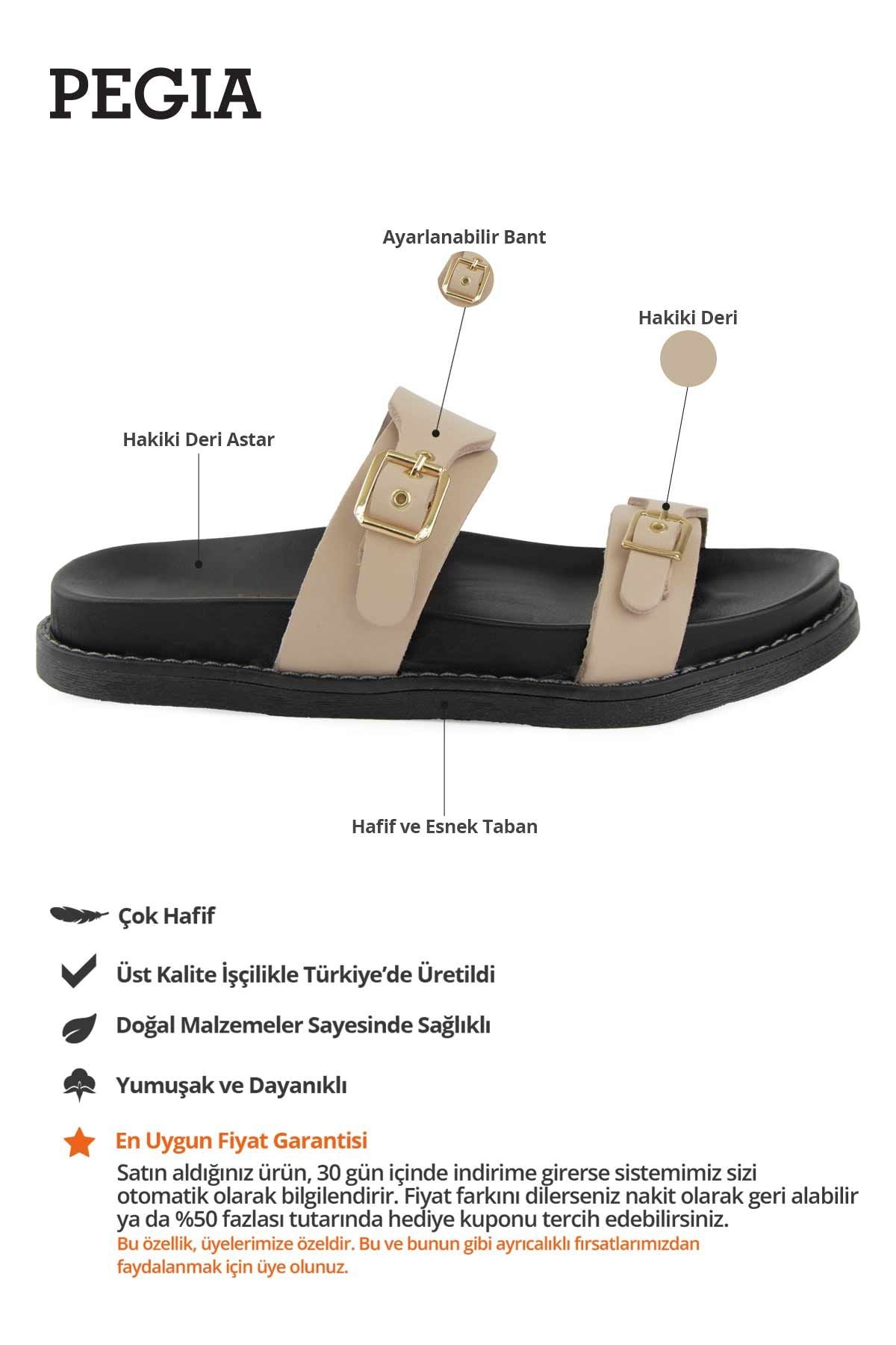 Tokalı Deri Kadın Terlik 215566 Bej