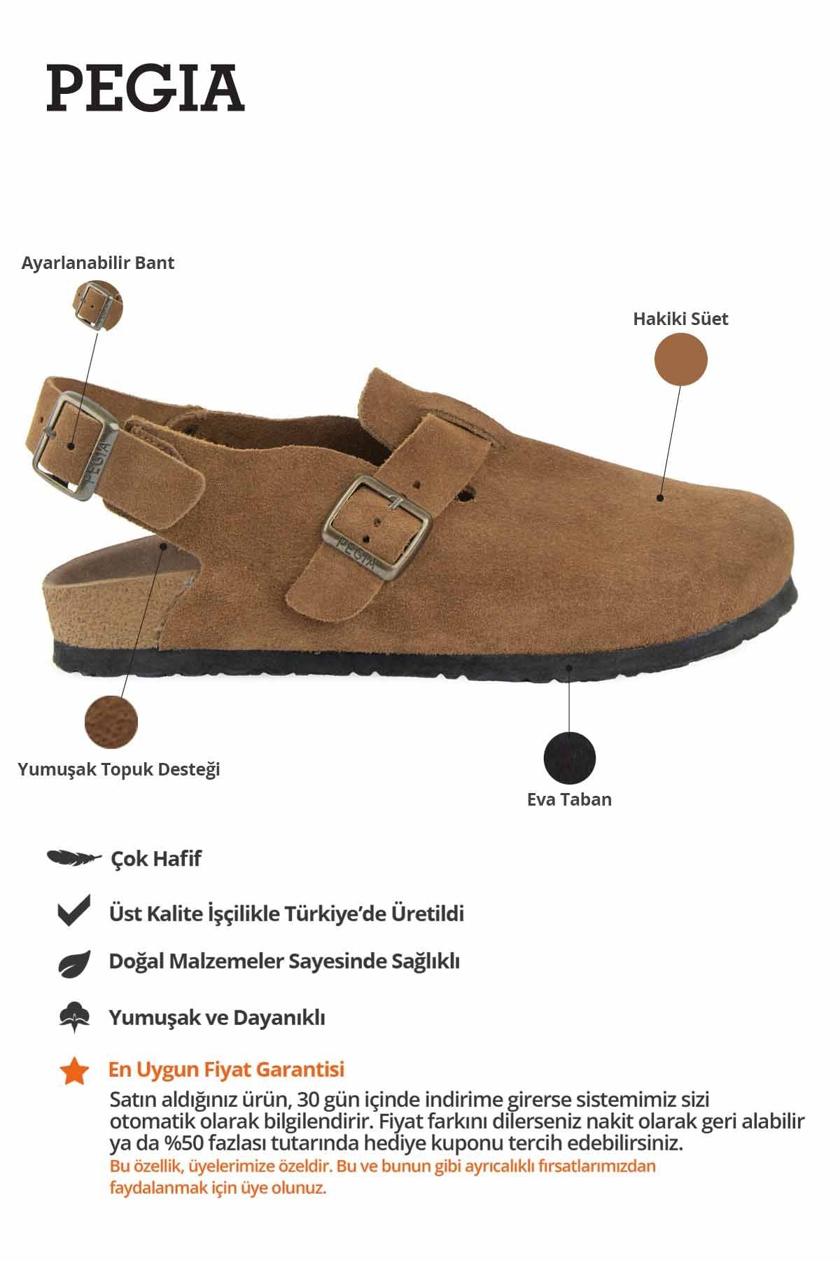Tokalı Süet Kadın Sabo Sandalet 215563 Taba