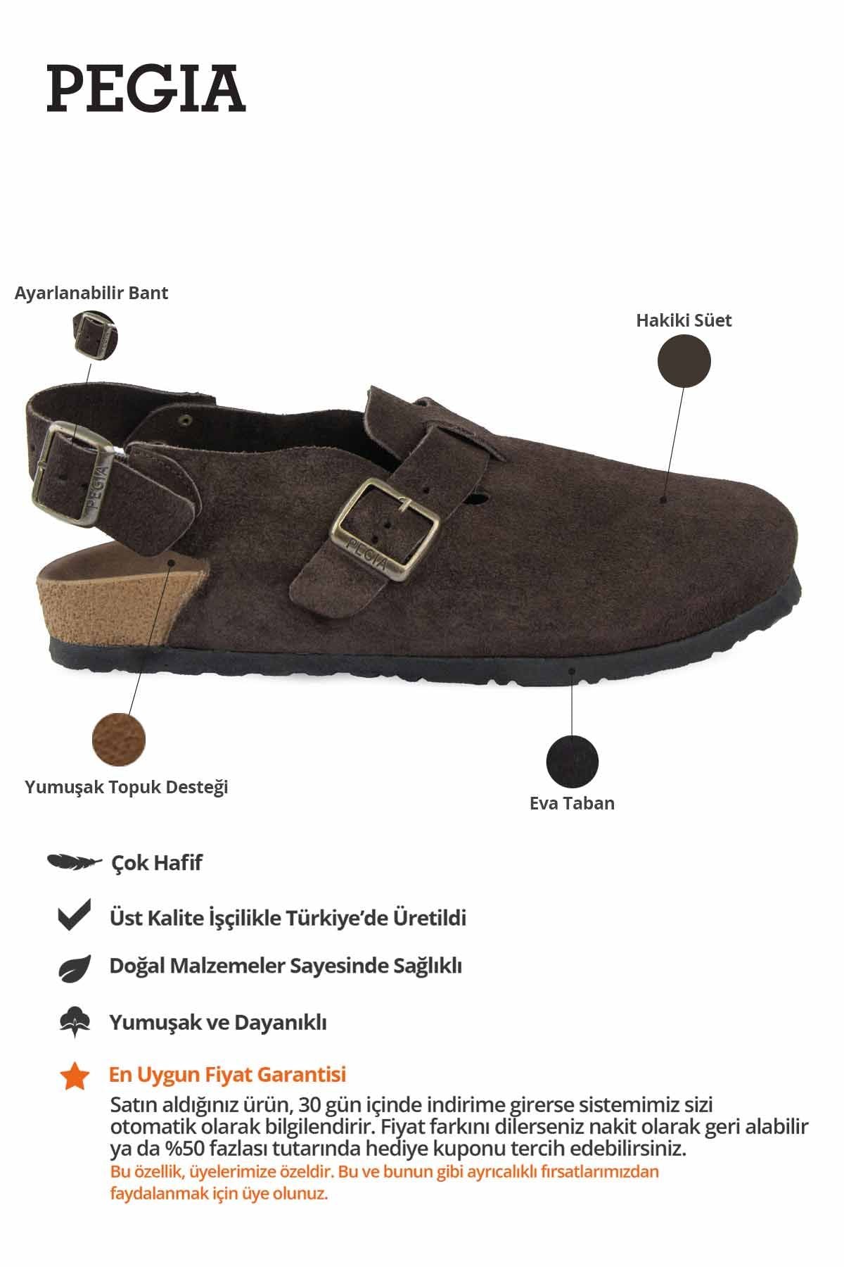 Tokalı Süet Kadın Sabo Sandalet 215563 Kahve