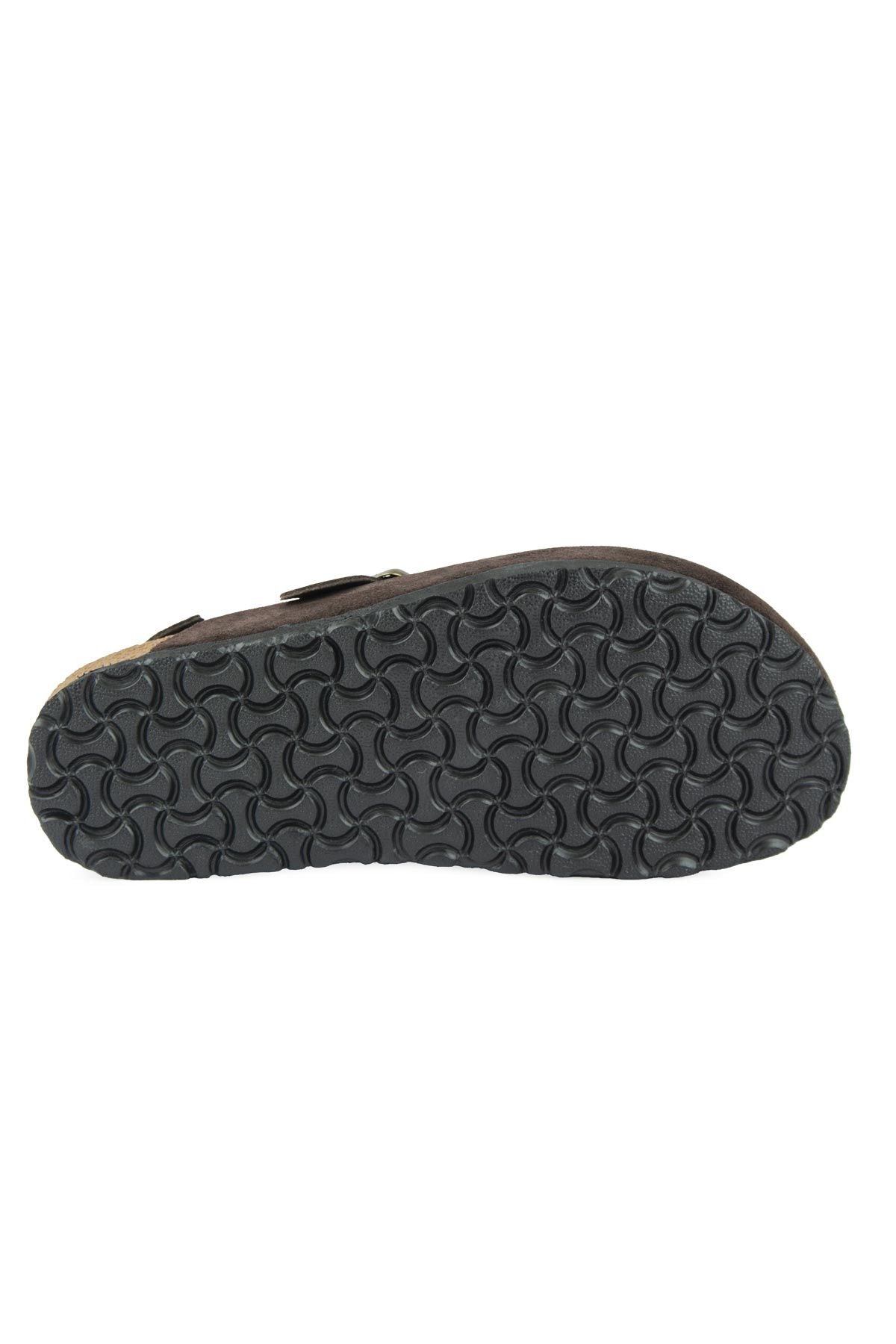 Tokalı Süet Kadın Sabo Sandalet 215563 Kahve