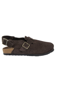 Buckle Suede Women's Clog Sandal 215563 Brown