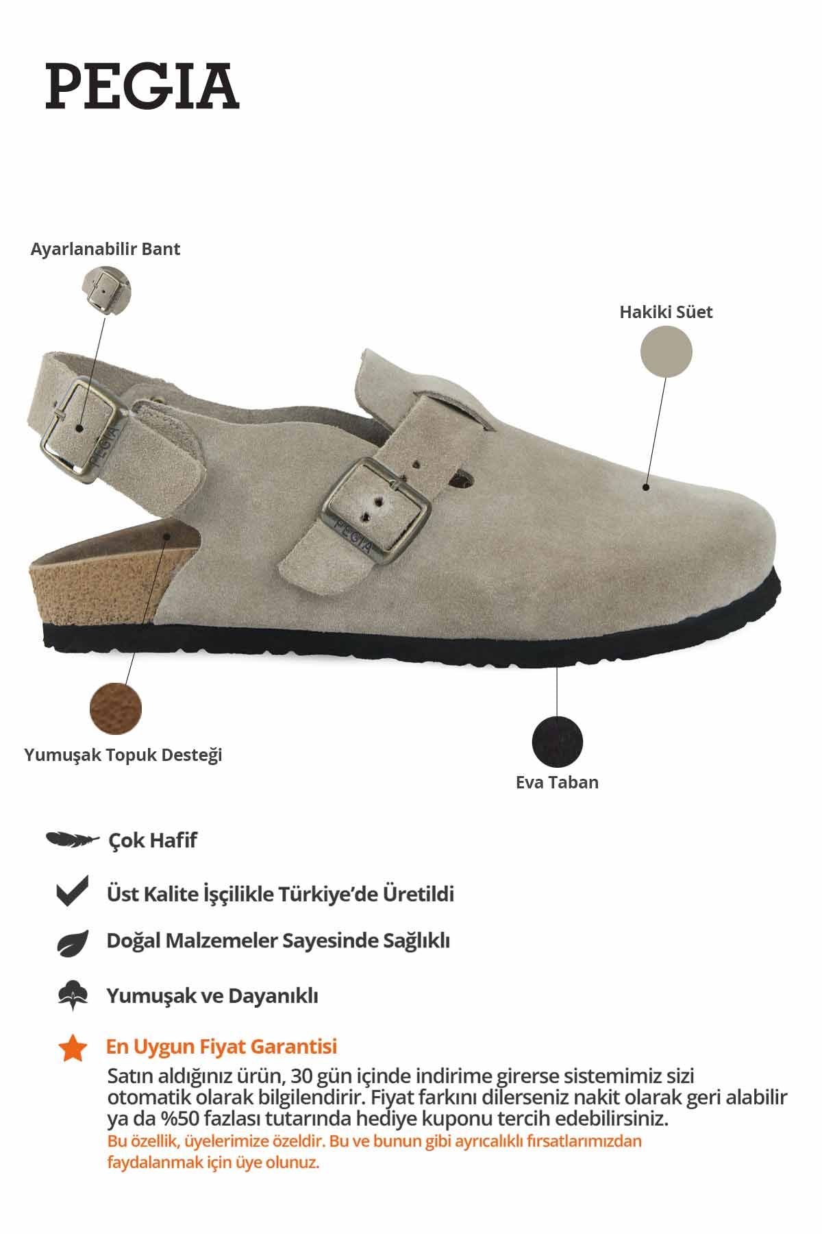 Tokalı Süet Kadın Sabo Sandalet 215563 Bej