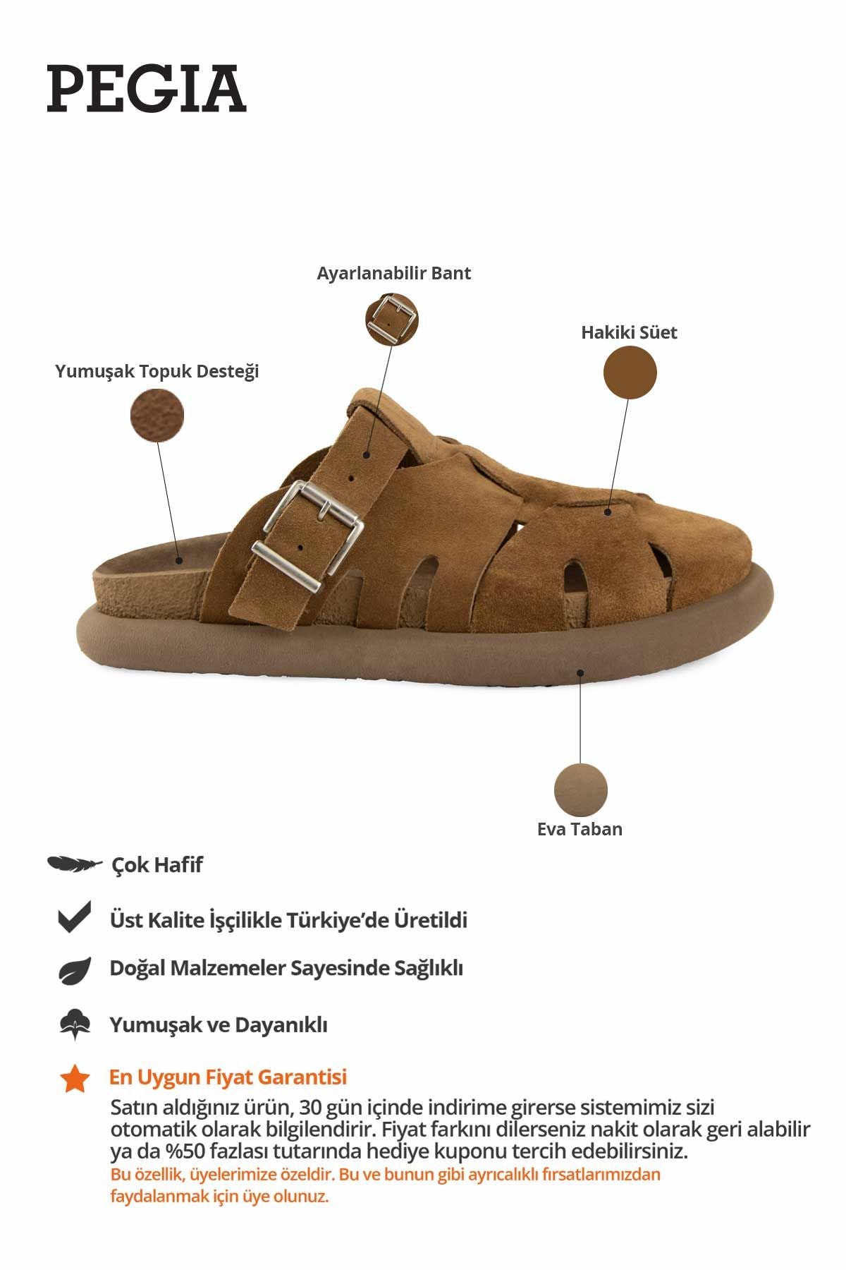 Tokalı Süet Kadın Terlik 215548 Taba